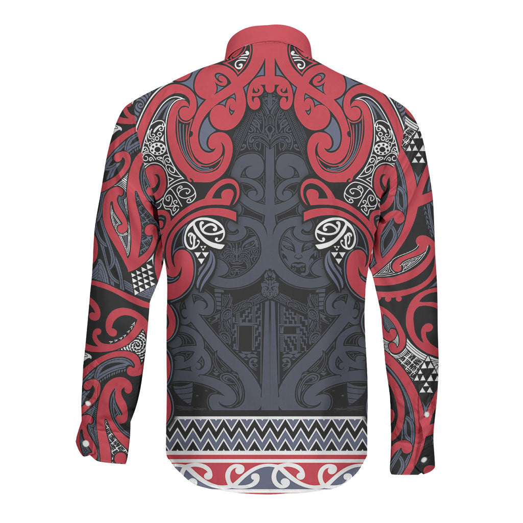 Aotearoa Iwi Te ati Awa Long Sleeve Button Shirt Maori Wharenui House Tribal Pattern LT9 - Polynesian Pride