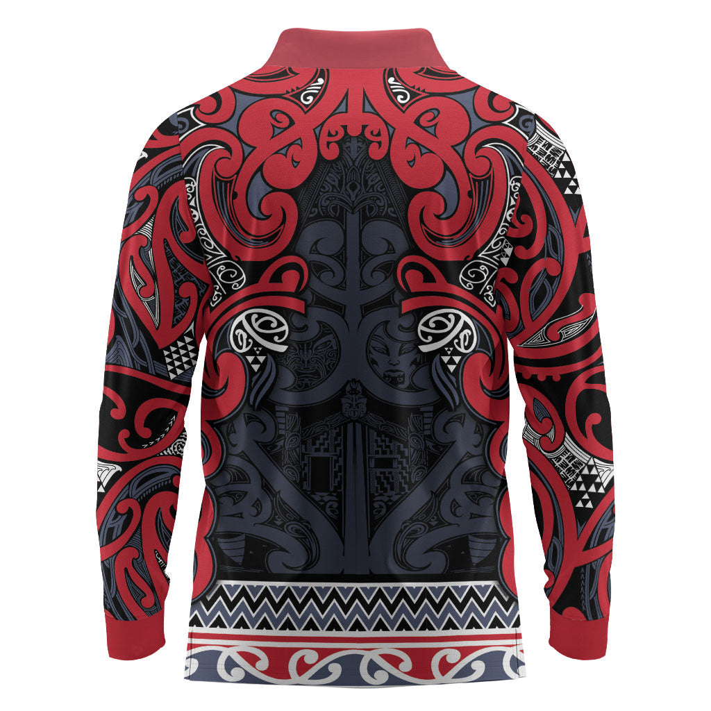 Aotearoa Iwi Te ati Awa Long Sleeve Polo Shirt Maori Wharenui House Tribal Pattern LT9 - Polynesian Pride