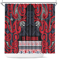 Aotearoa Iwi Te ati Awa Shower Curtain Maori Wharenui House Tribal Pattern LT9 Bright Red - Polynesian Pride