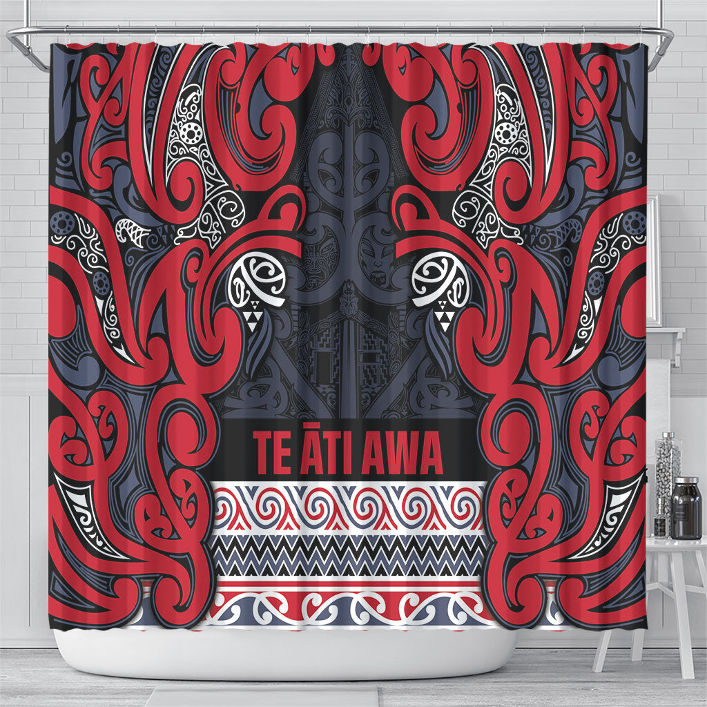 Aotearoa Iwi Te ati Awa Shower Curtain Maori Wharenui House Tribal Pattern LT9 - Polynesian Pride