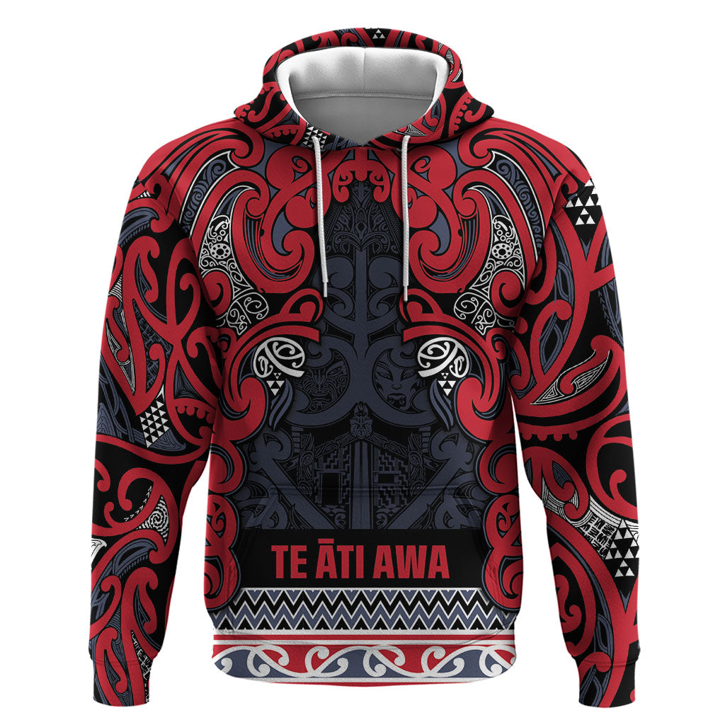 Aotearoa Iwi Te ati Awa Zip Hoodie Maori Wharenui House Tribal Pattern LT9 Pullover Hoodie Bright Red - Polynesian Pride