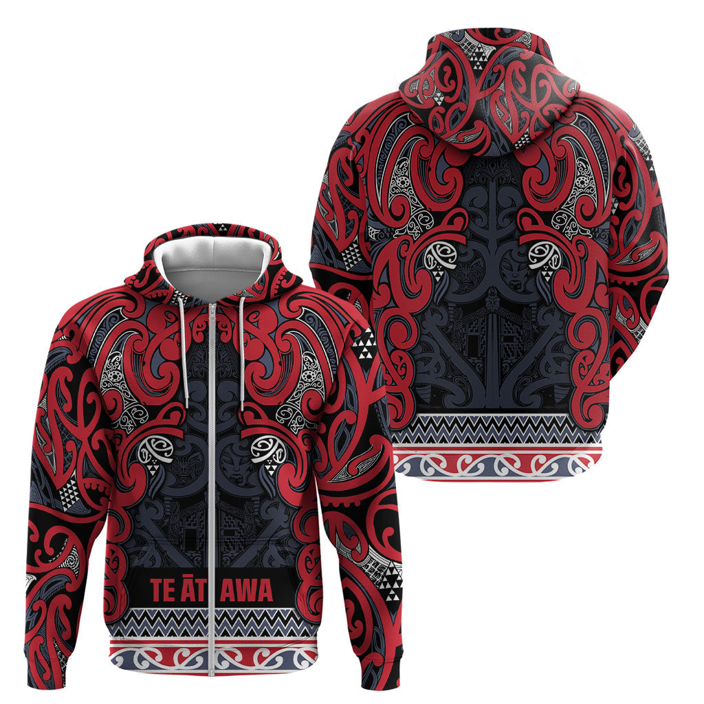 Aotearoa Iwi Te ati Awa Zip Hoodie Maori Wharenui House Tribal Pattern LT9 - Polynesian Pride