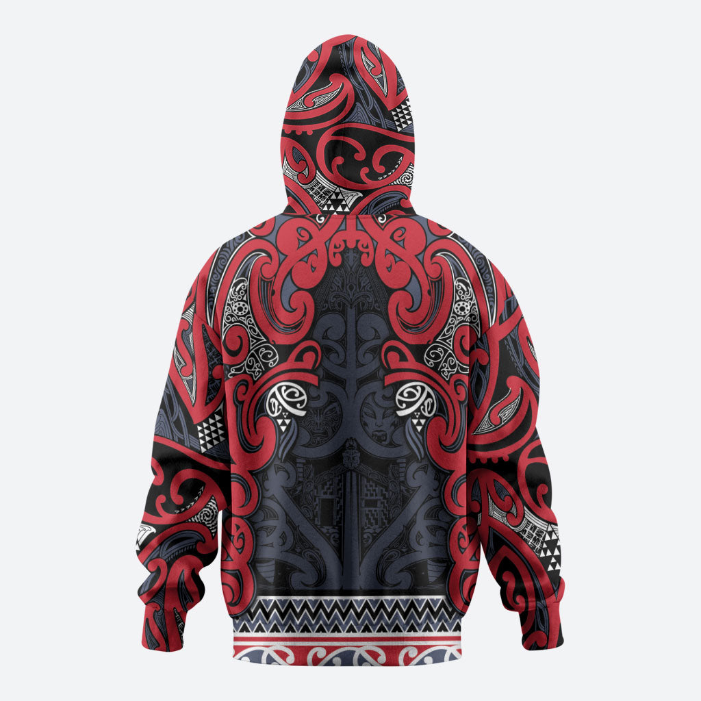 Aotearoa Iwi Te ati Awa Zip Hoodie Maori Wharenui House Tribal Pattern LT9 - Polynesian Pride