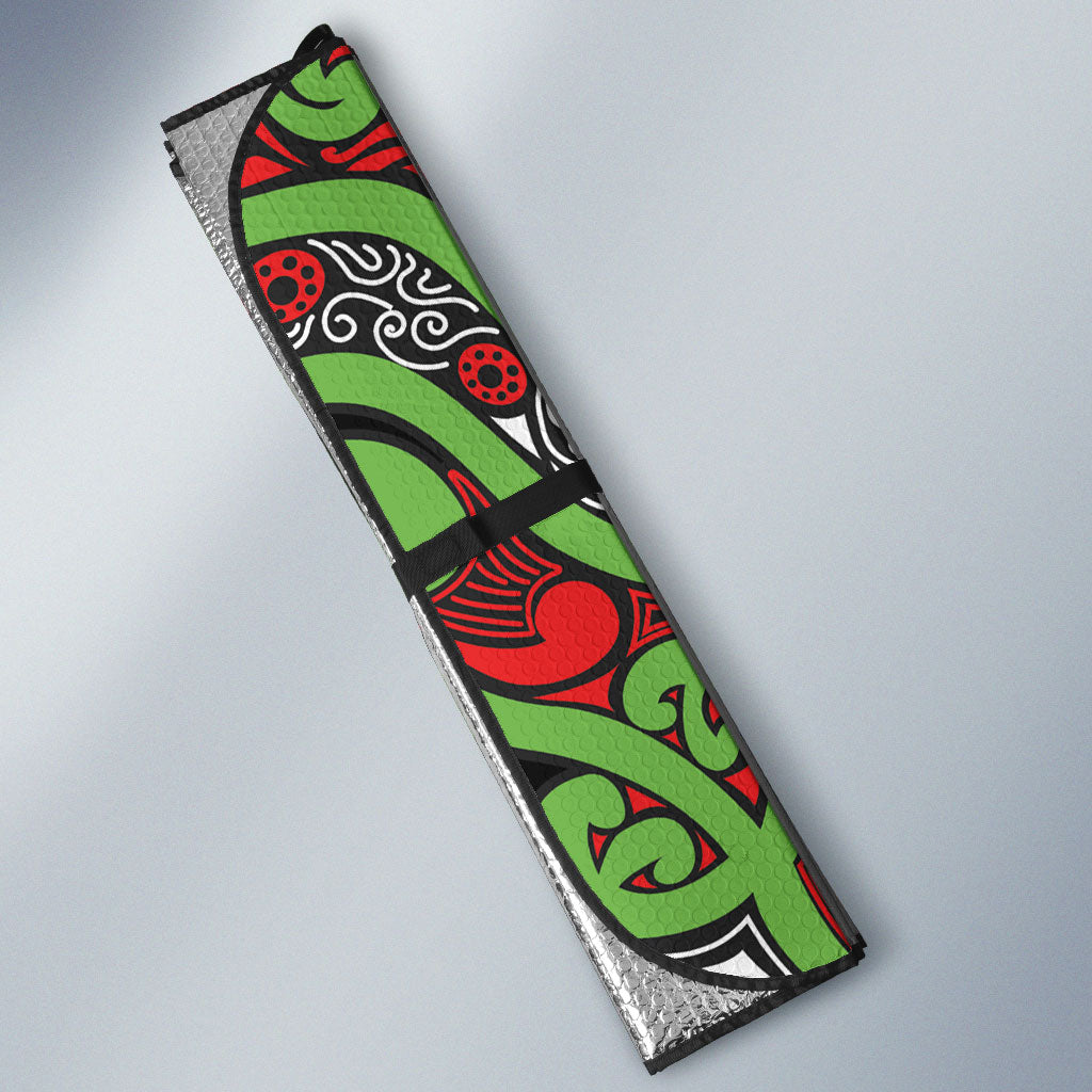 Aotearoa Iwi Ngati Maru Hauraki Auto Sun Shade Maori Wharenui House Tribal Pattern LT9 - Polynesian Pride
