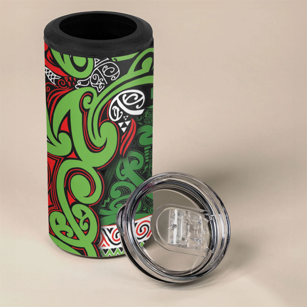 Aotearoa Iwi Ngati Maru Hauraki 4 in 1 Can Cooler Tumbler Maori Wharenui House Tribal Pattern LT9 - Polynesian Pride