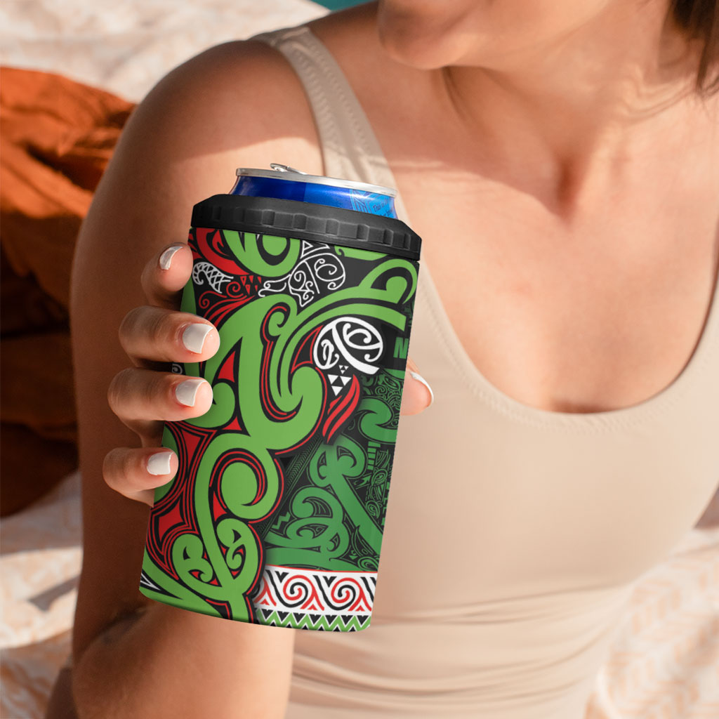 Aotearoa Iwi Ngati Maru Hauraki 4 in 1 Can Cooler Tumbler Maori Wharenui House Tribal Pattern LT9 - Polynesian Pride