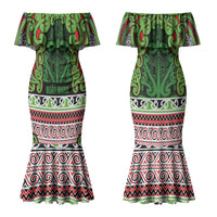 Aotearoa Iwi Ngati Maru Hauraki Couples Matching Mermaid Dress and Long Sleeve Button Shirt Maori Wharenui House Tribal Pattern LT9 - Polynesian Pride