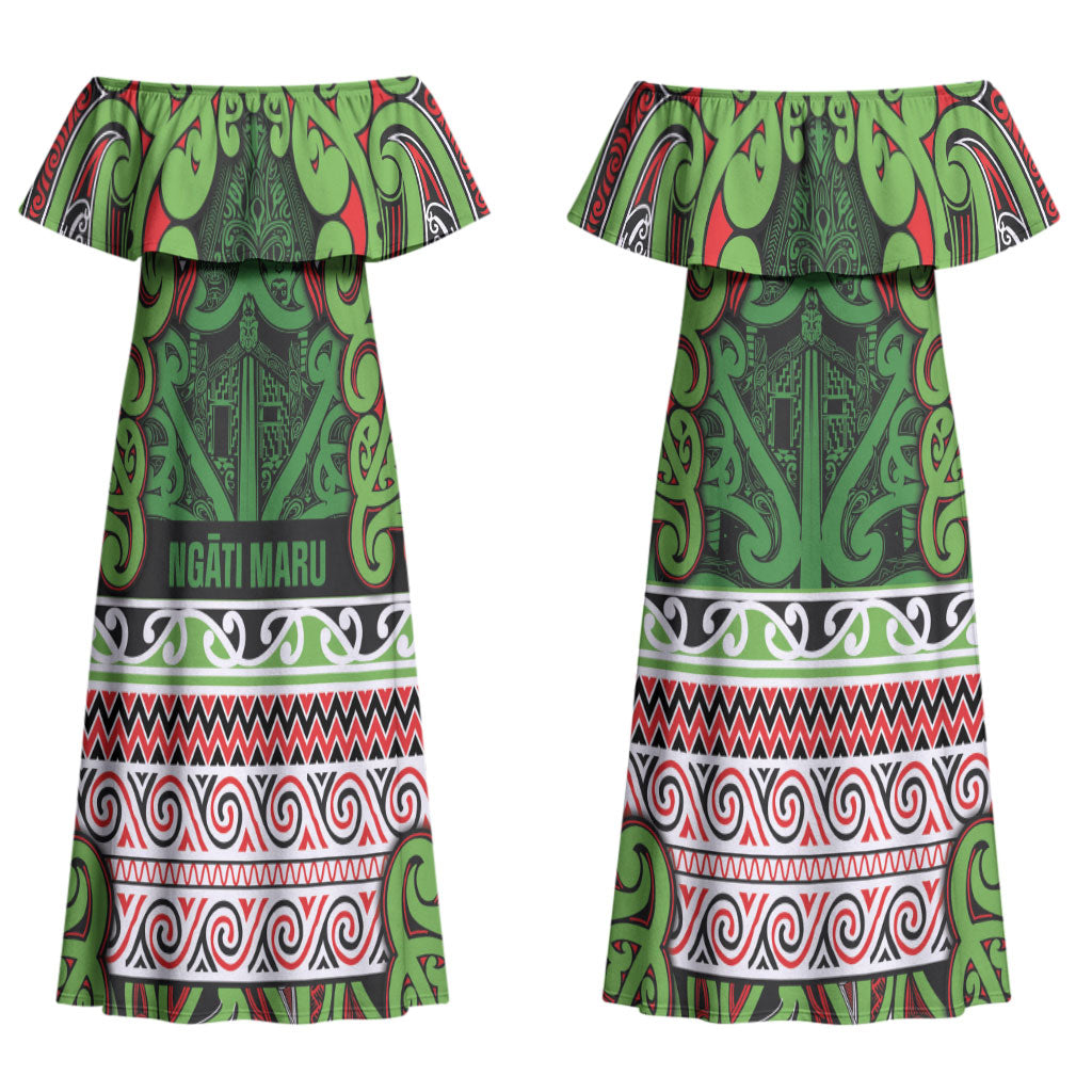 Aotearoa Iwi Ngati Maru Hauraki Couples Matching Off Shoulder Maxi Dress and Hawaiian Shirt Maori Wharenui House Tribal Pattern LT9 - Polynesian Pride