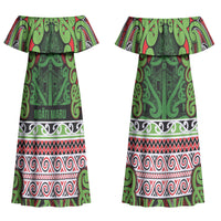 Aotearoa Iwi Ngati Maru Hauraki Couples Matching Off Shoulder Maxi Dress and Hawaiian Shirt Maori Wharenui House Tribal Pattern LT9 - Polynesian Pride