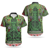 Aotearoa Iwi Ngati Maru Hauraki Couples Matching Off Shoulder Short Dress and Hawaiian Shirt Maori Wharenui House Tribal Pattern LT9 - Polynesian Pride