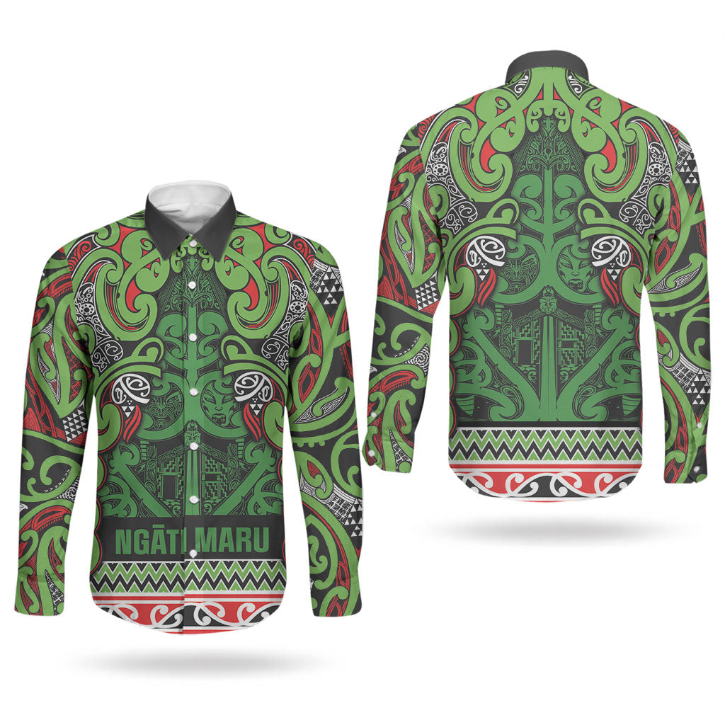 Aotearoa Iwi Ngati Maru Hauraki Couples Matching Short Sleeve Bodycon Dress and Long Sleeve Button Shirt Maori Wharenui House Tribal Pattern LT9 - Polynesian Pride