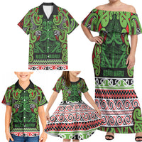 Aotearoa Iwi Ngati Maru Hauraki Family Matching Off Shoulder Maxi Dress and Hawaiian Shirt Maori Wharenui House Tribal Pattern LT9 - Polynesian Pride