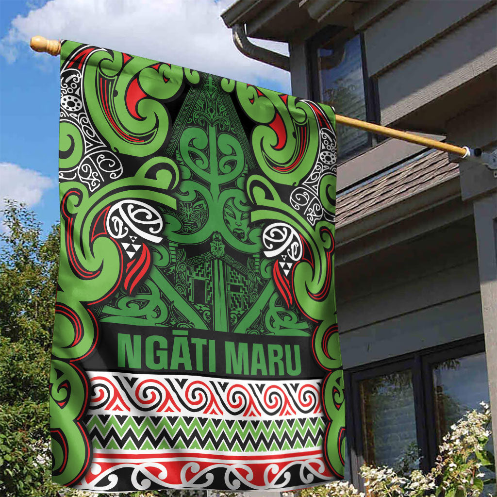 Aotearoa Iwi Ngati Maru Hauraki Garden Flag Maori Wharenui House Tribal Pattern LT9 - Polynesian Pride