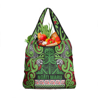 Aotearoa Iwi Ngati Maru Hauraki Grocery Bag Maori Wharenui House Tribal Pattern LT9 1-pack One Size Green Red - Polynesian Pride