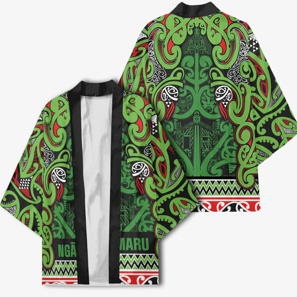 Aotearoa Iwi Ngati Maru Hauraki Kimono Maori Wharenui House Tribal Pattern LT9 - Polynesian Pride