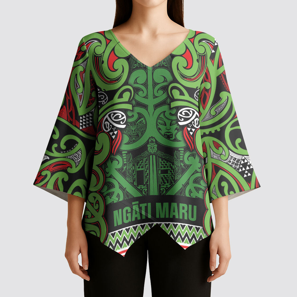 Aotearoa Iwi Ngati Maru Hauraki Kimono Sleeve Blouse Maori Wharenui House Tribal Pattern LT9 - Polynesian Pride