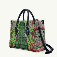 Aotearoa Iwi Ngati Maru Hauraki Leather Bag Maori Wharenui House Tribal Pattern LT9 Green Red - Polynesian Pride