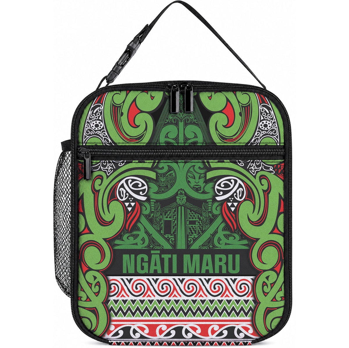 Aotearoa Iwi Ngati Maru Hauraki Lunch Bag Maori Wharenui House Tribal Pattern