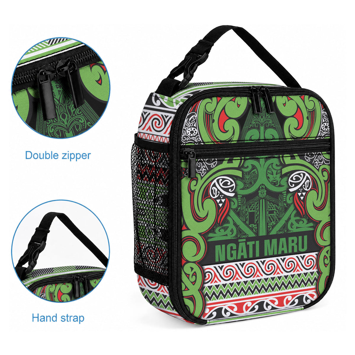 Aotearoa Iwi Ngati Maru Hauraki Lunch Bag Maori Wharenui House Tribal Pattern