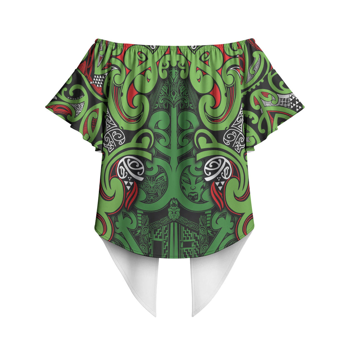 Aotearoa Iwi Ngati Maru Hauraki Off Shoulder Wrap Waist Top Maori Wharenui House Tribal Pattern LT9 - Polynesian Pride