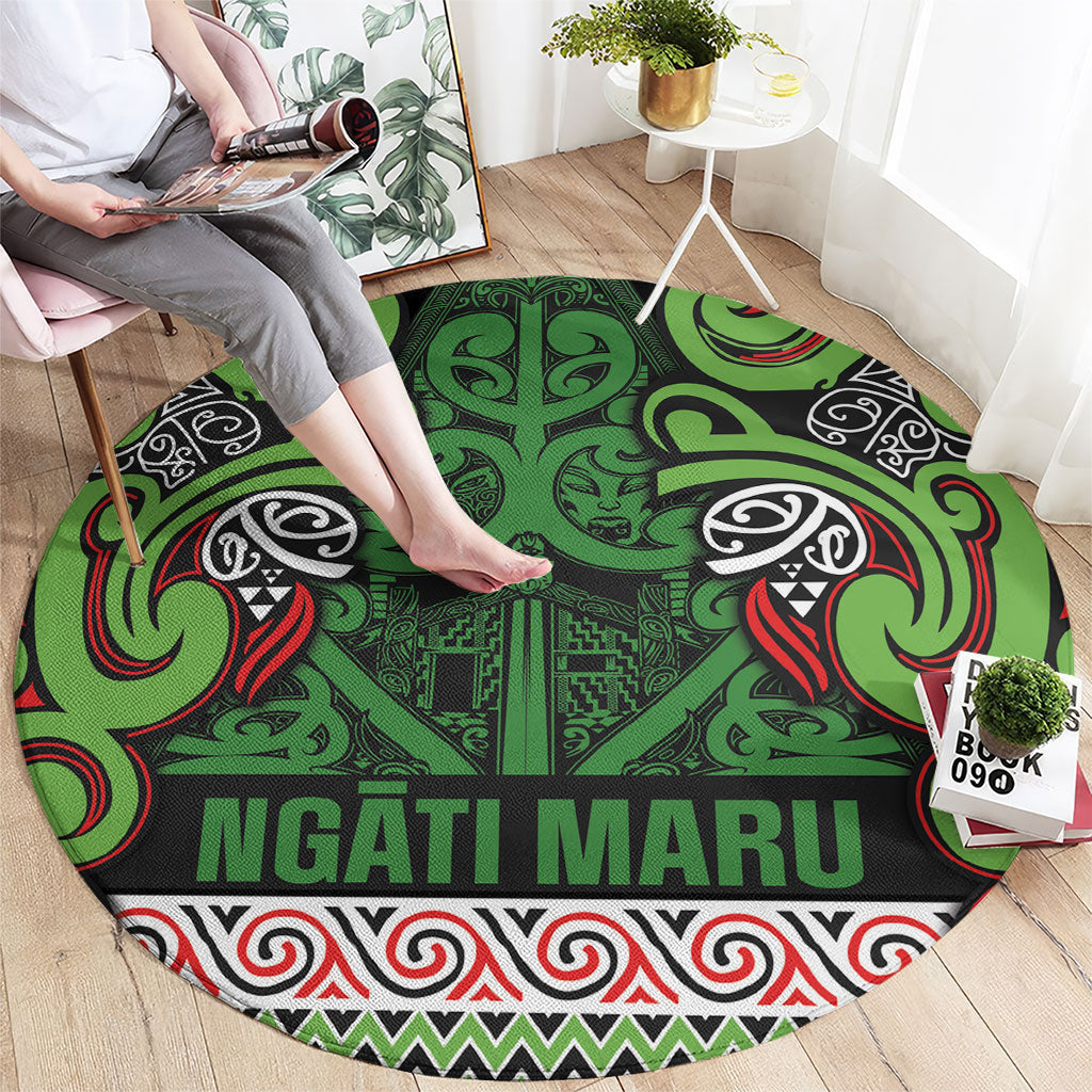 Aotearoa Iwi Ngati Maru Hauraki Round Carpet Maori Wharenui House Tribal Pattern LT9 - Polynesian Pride