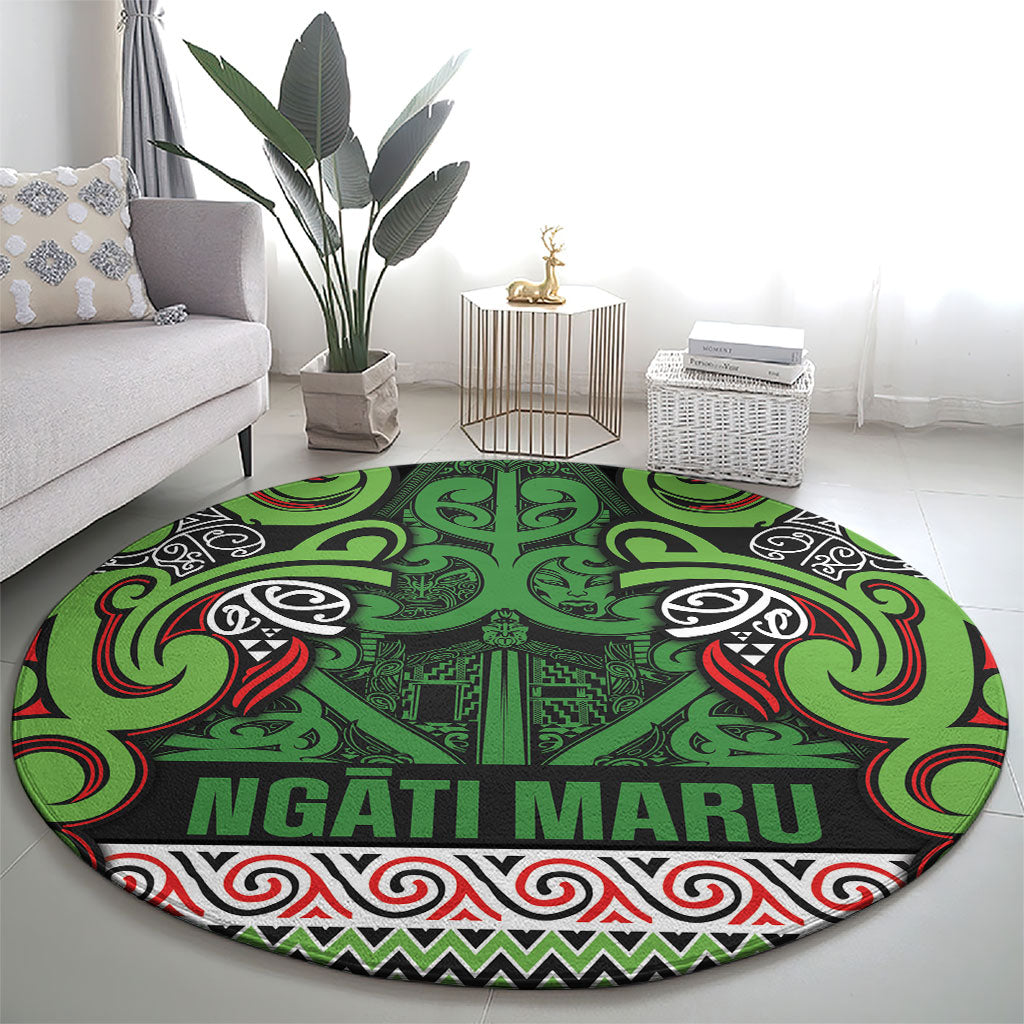 Aotearoa Iwi Ngati Maru Hauraki Round Carpet Maori Wharenui House Tribal Pattern LT9 - Polynesian Pride