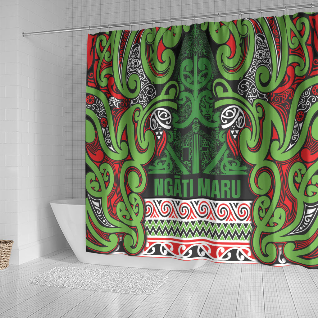 Aotearoa Iwi Ngati Maru Hauraki Shower Curtain Maori Wharenui House Tribal Pattern LT9 - Polynesian Pride