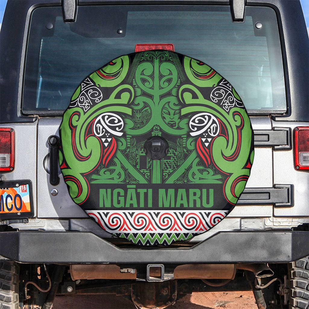Aotearoa Iwi Ngati Maru Hauraki Spare Tire Cover Maori Wharenui House Tribal Pattern LT9 Green Red - Polynesian Pride