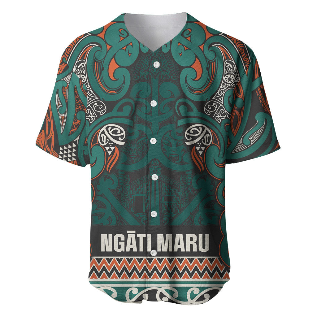 Aotearoa Iwi Ngāti Maru Taranaki Baseball Jersey Maori Wharenui House Tribal Pattern LT9 Deep Teal - Polynesian Pride