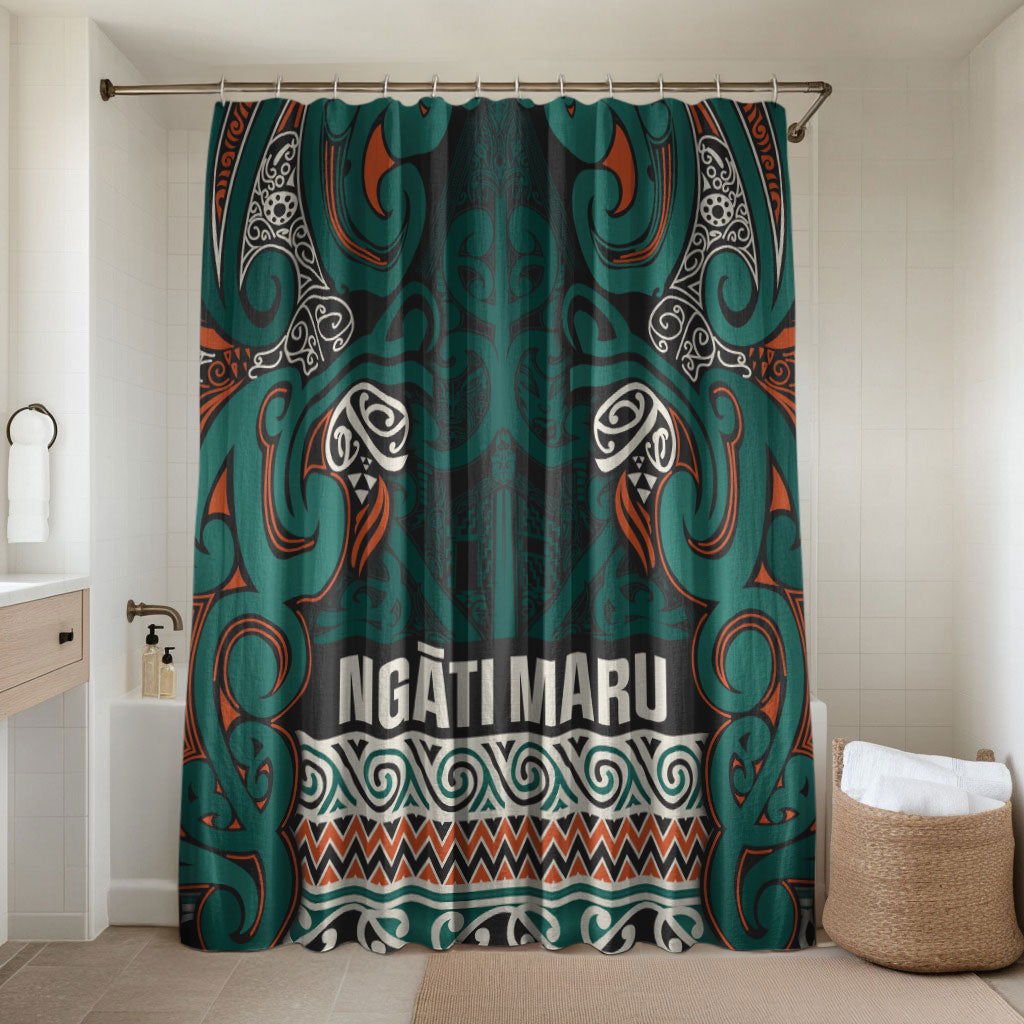 Aotearoa Iwi Ngāti Maru Taranaki Bathroom Set Maori Wharenui House Tribal Pattern LT9 Shower Curtain Only Deep Teal - Polynesian Pride