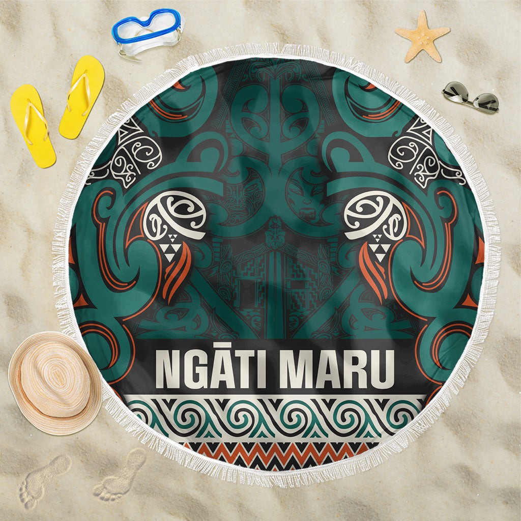 Aotearoa Iwi Ngāti Maru Taranaki Beach Blanket Maori Wharenui House Tribal Pattern LT9 One Size 150cm Deep Teal - Polynesian Pride