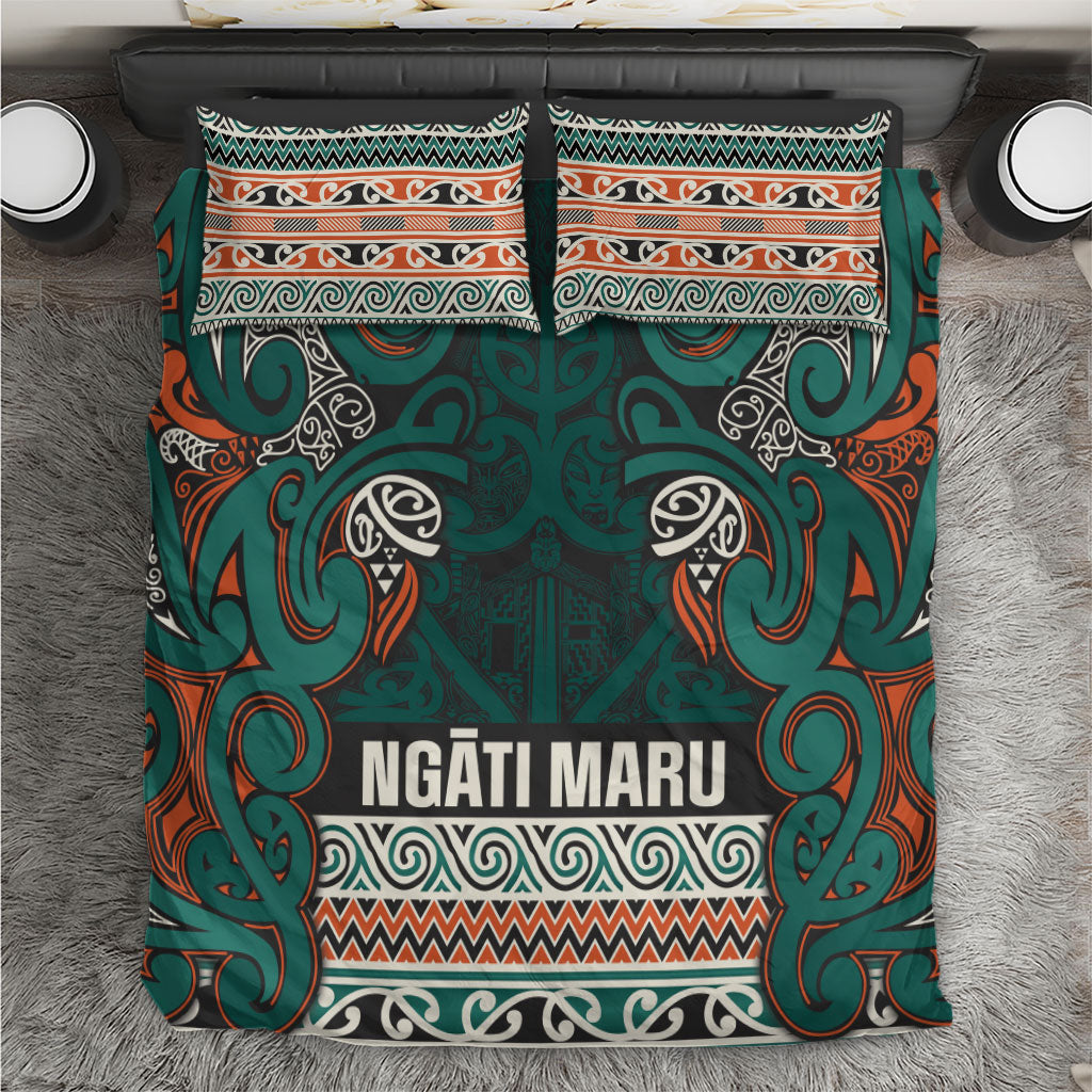 Aotearoa Iwi Ngāti Maru Taranaki Bedding Set Maori Wharenui House Tribal Pattern LT9 Deep Teal - Polynesian Pride