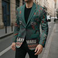 Aotearoa Iwi Ngāti Maru Taranaki Blazer Maori Wharenui House Tribal Pattern LT9 - Polynesian Pride