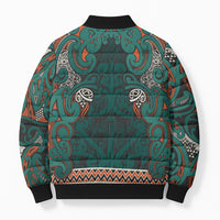 Aotearoa Iwi Ngāti Maru Taranaki Bomber Puffer Jacket Maori Wharenui House Tribal Pattern LT9 - Polynesian Pride