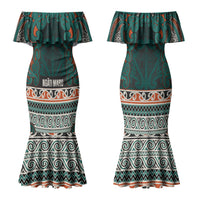 Aotearoa Iwi Ngāti Maru Taranaki Couples Matching Mermaid Dress and Hawaiian Shirt Maori Wharenui House Tribal Pattern LT9 - Polynesian Pride