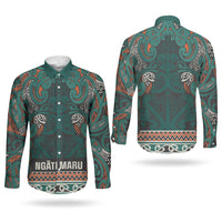 Aotearoa Iwi Ngāti Maru Taranaki Couples Matching Puletasi and Long Sleeve Button Shirt Maori Wharenui House Tribal Pattern LT9 - Polynesian Pride