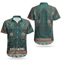 Aotearoa Iwi Ngāti Maru Taranaki Couples Matching Short Sleeve Bodycon Dress and Hawaiian Shirt Maori Wharenui House Tribal Pattern LT9 - Polynesian Pride