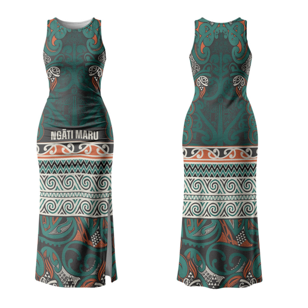 Aotearoa Iwi Ngāti Maru Taranaki Couples Matching Tank Maxi Dress and Hawaiian Shirt Maori Wharenui House Tribal Pattern LT9 - Polynesian Pride