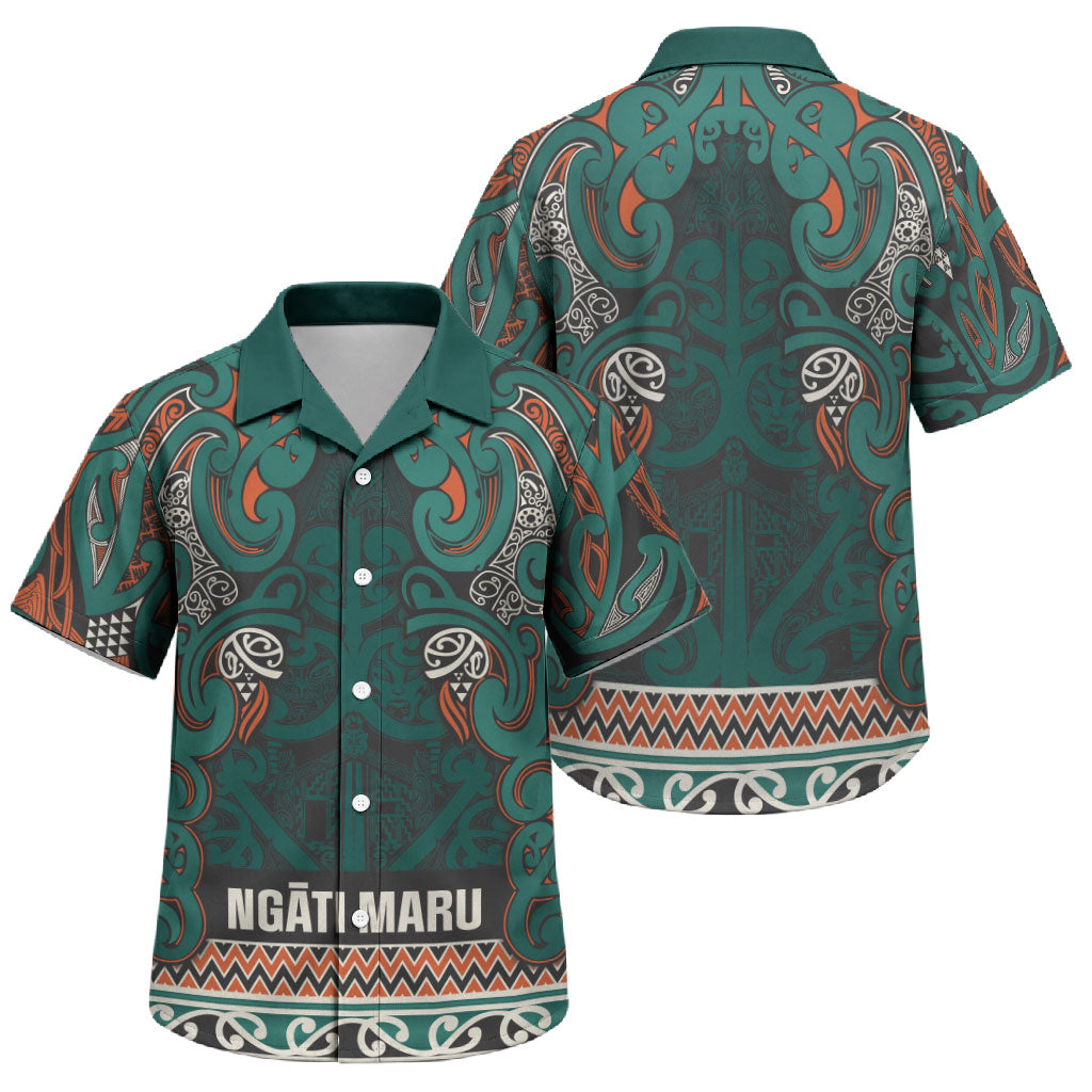 Aotearoa Iwi Ngāti Maru Taranaki Family Matching Mermaid Dress and Hawaiian Shirt Maori Wharenui House Tribal Pattern LT9 Son's Shirt Deep Teal - Polynesian Pride