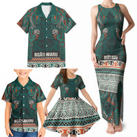 Aotearoa Iwi Ngāti Maru Taranaki Family Matching Tank Maxi Dress and Hawaiian Shirt Maori Wharenui House Tribal Pattern LT9 - Polynesian Pride