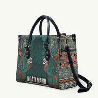Aotearoa Iwi Ngāti Maru Taranaki Leather Bag Maori Wharenui House Tribal Pattern LT9 Deep Teal - Polynesian Pride