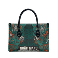 Aotearoa Iwi Ngāti Maru Taranaki Leather Bag Maori Wharenui House Tribal Pattern LT9 - Polynesian Pride