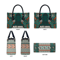 Aotearoa Iwi Ngāti Maru Taranaki Leather Bag Maori Wharenui House Tribal Pattern LT9 - Polynesian Pride