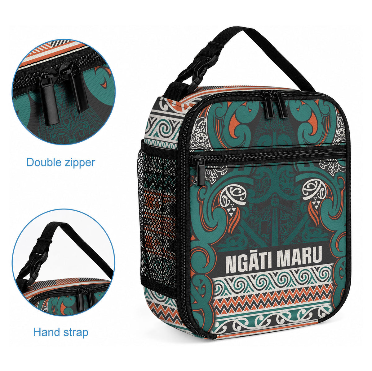 Aotearoa Iwi Ngāti Maru Taranaki Lunch Bag Maori Wharenui House Tribal Pattern