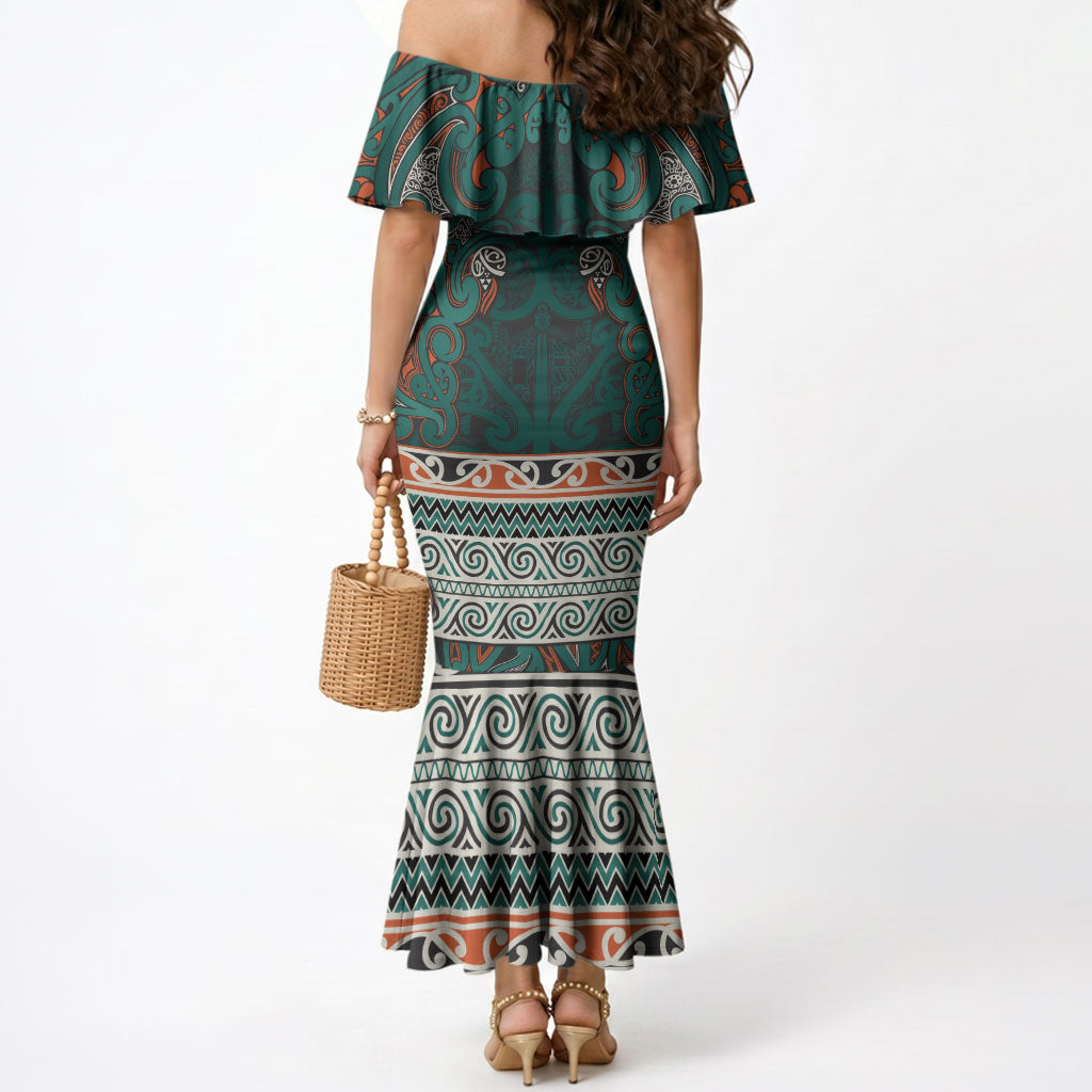 Aotearoa Iwi Ngāti Maru Taranaki Mermaid Dress Maori Wharenui House Tribal Pattern LT9 - Polynesian Pride