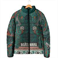Aotearoa Iwi Ngāti Maru Taranaki Padded Jacket Maori Wharenui House Tribal Pattern LT9 - Polynesian Pride