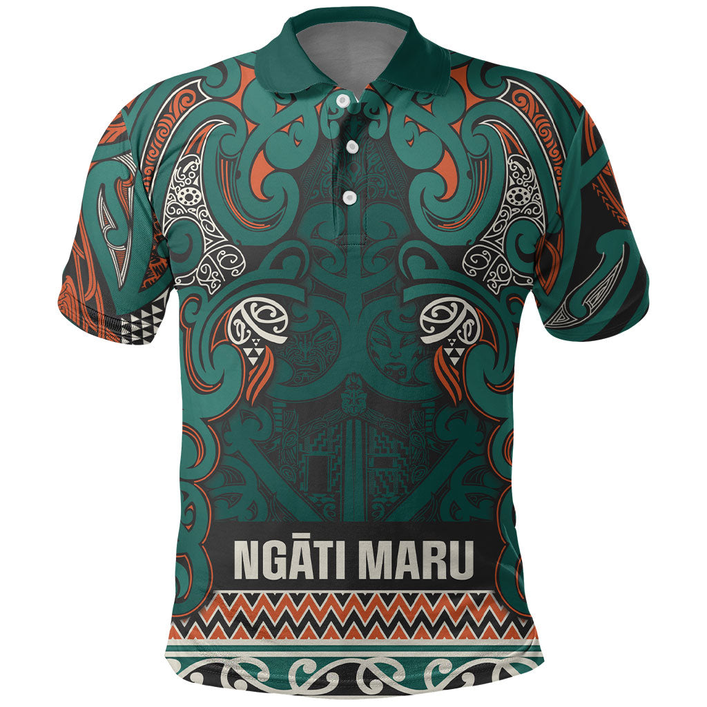 Aotearoa Iwi Ngāti Maru Taranaki Polo Shirt Maori Wharenui House Tribal Pattern LT9 Deep Teal - Polynesian Pride