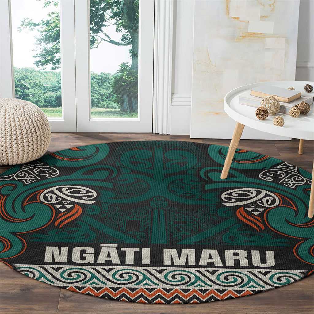 Aotearoa Iwi Ngāti Maru Taranaki Round Carpet Maori Wharenui House Tribal Pattern LT9 - Polynesian Pride