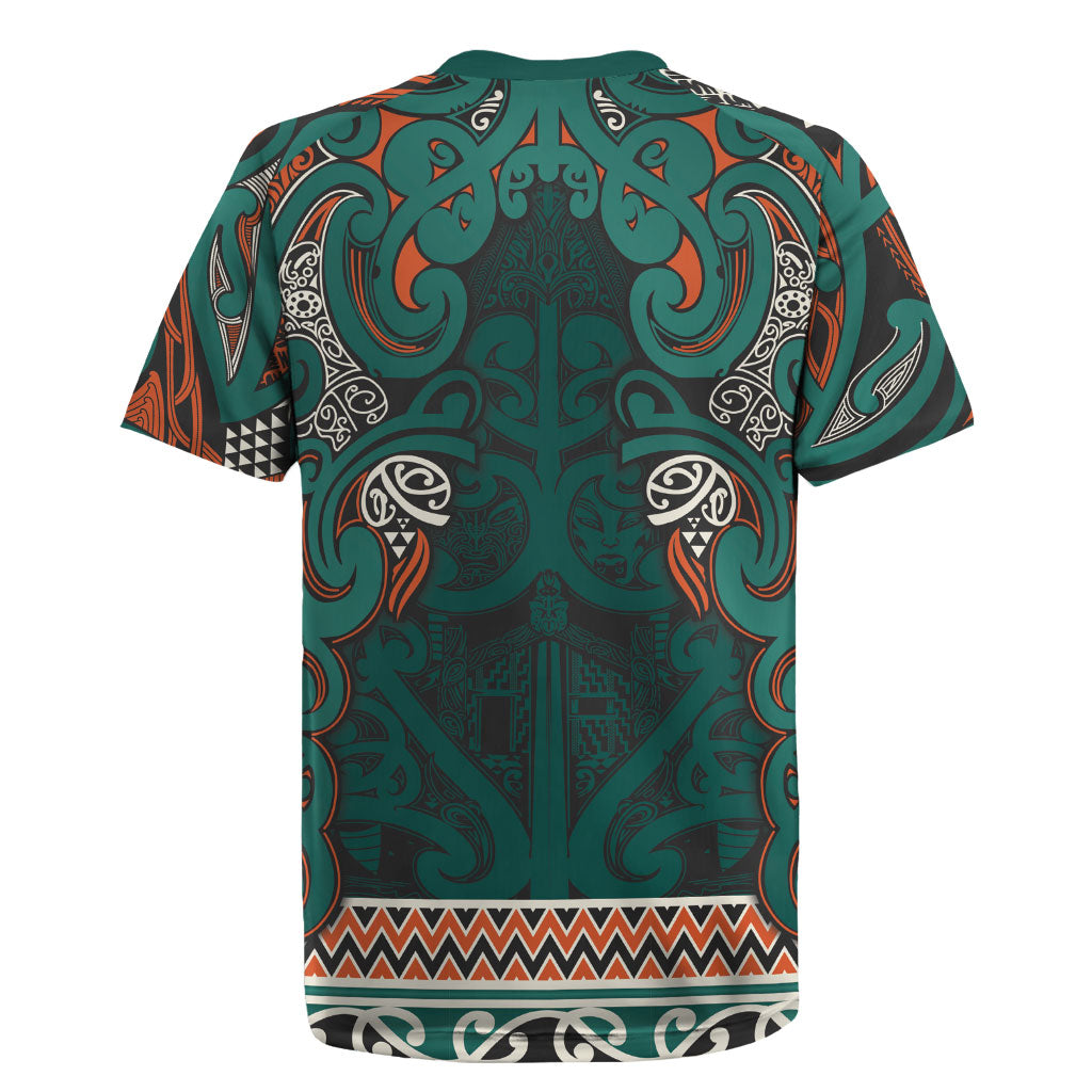 Aotearoa Iwi Ngāti Maru Taranaki Rugby Jersey Maori Wharenui House Tribal Pattern LT9 - Polynesian Pride