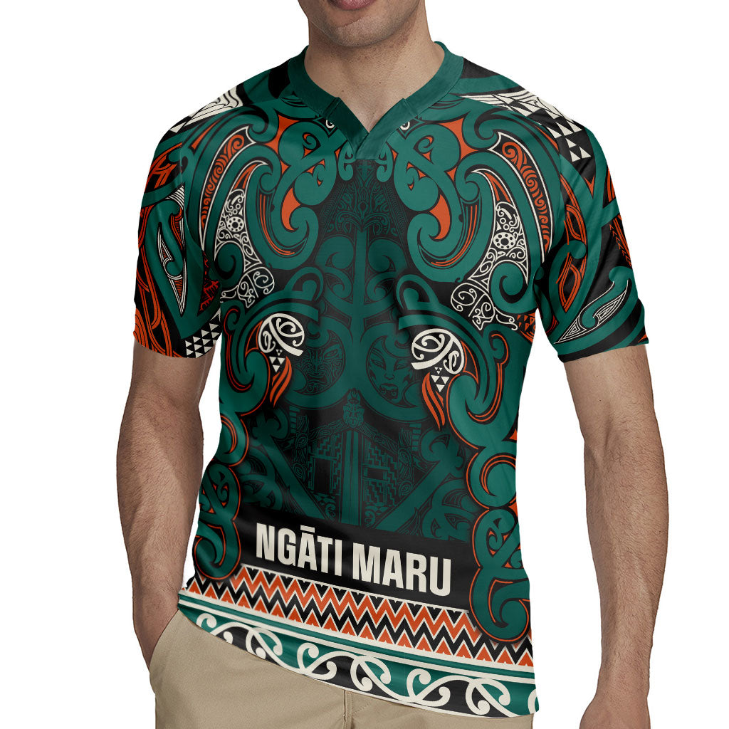 Aotearoa Iwi Ngāti Maru Taranaki Rugby Jersey Maori Wharenui House Tribal Pattern LT9 - Polynesian Pride
